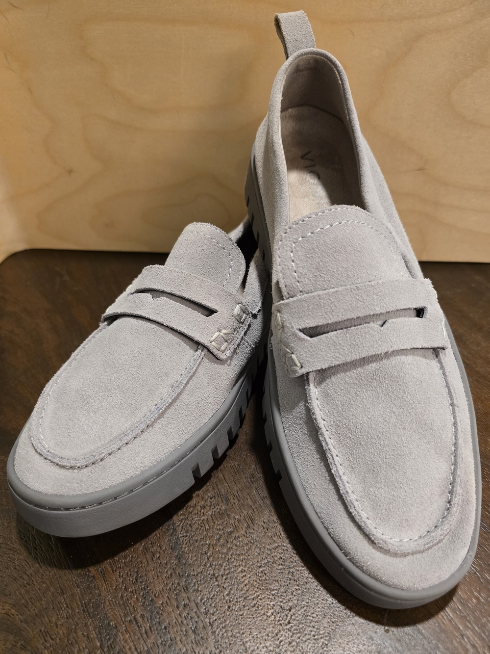 Vionic Uptown Lug Sole Loafers Light Grey Suede Women's